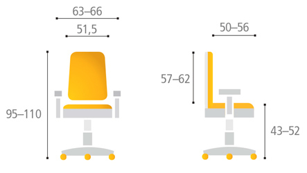 Kancelářská židle Merope - Rozměry